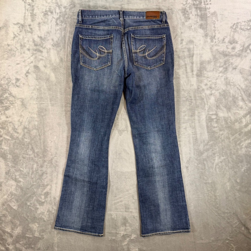 Express Eva Boot Cut Jeans Women's Size 10R Dark Blue Flare Denim Pants - Picture 2 of 8
